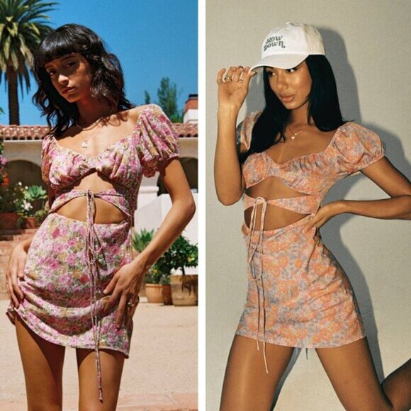 Princess Polly Dresses & Skirts - Princess Polly Nikita Puff Mini Dress In Pink Floral Size 8